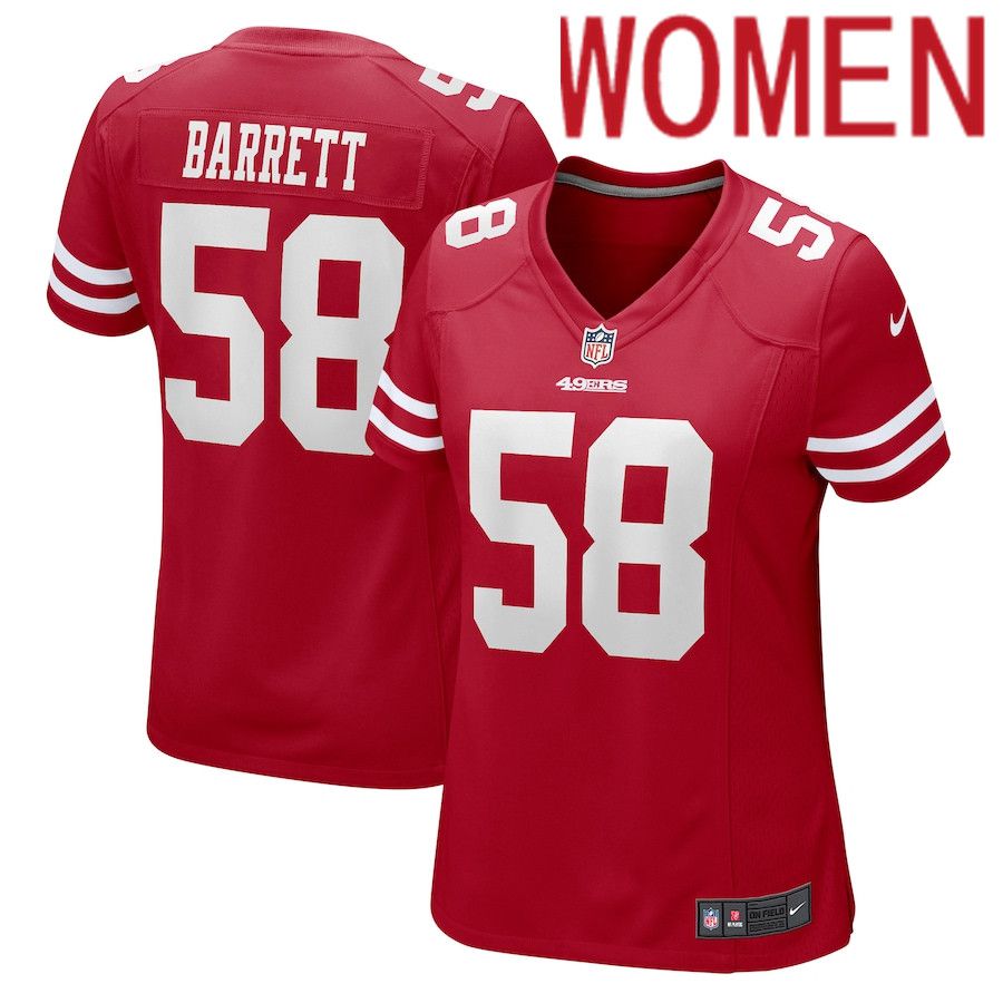 Women San Francisco 49ers 58 Alex Barrett Nike Scarlet Game NFL Jersey